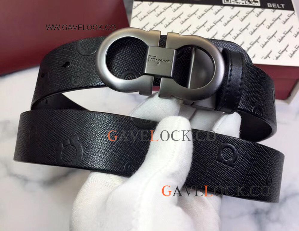 Salvatore Ferragamo Replica Leather Belt With Gray Clasp